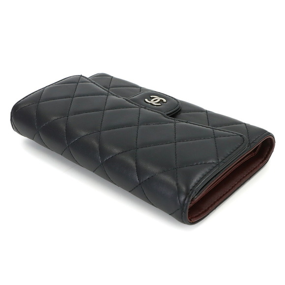 Chanel Matelasse Tri-fold Long Wallet, Lambskin, Black, A31506, Silver Hardware - Picture 4 of 9